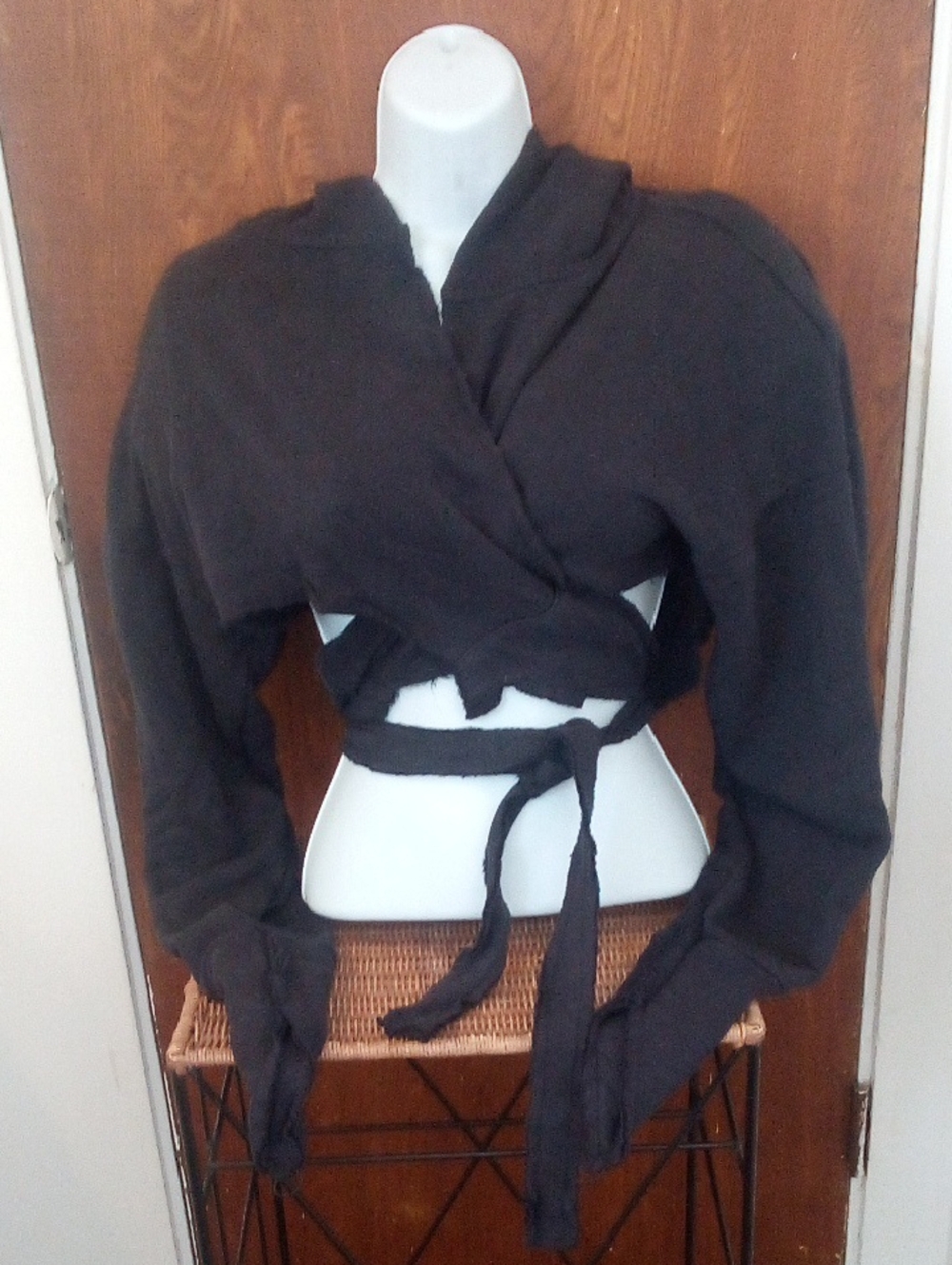 SAMI MIRO VINTAGE Black Terry Wrap Hoodie, Size Medium, NWT